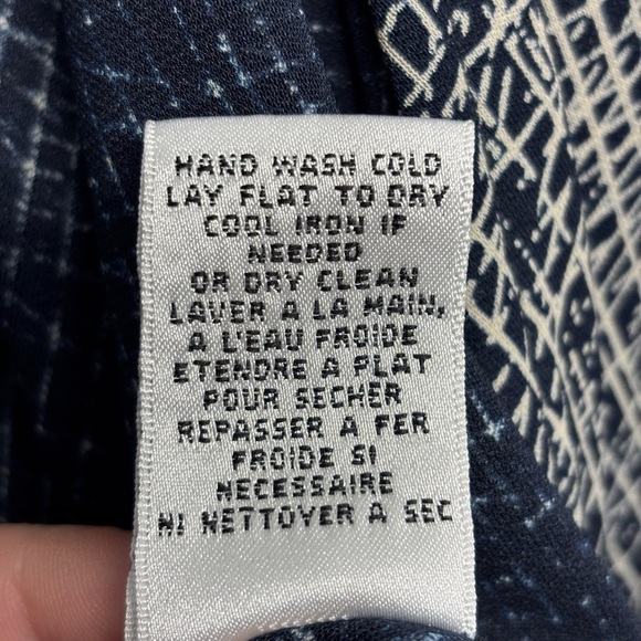 Calvin Klein Midi Wrap Dress L 3/4 Sleeve Navy Blue - Picture 6 of 9